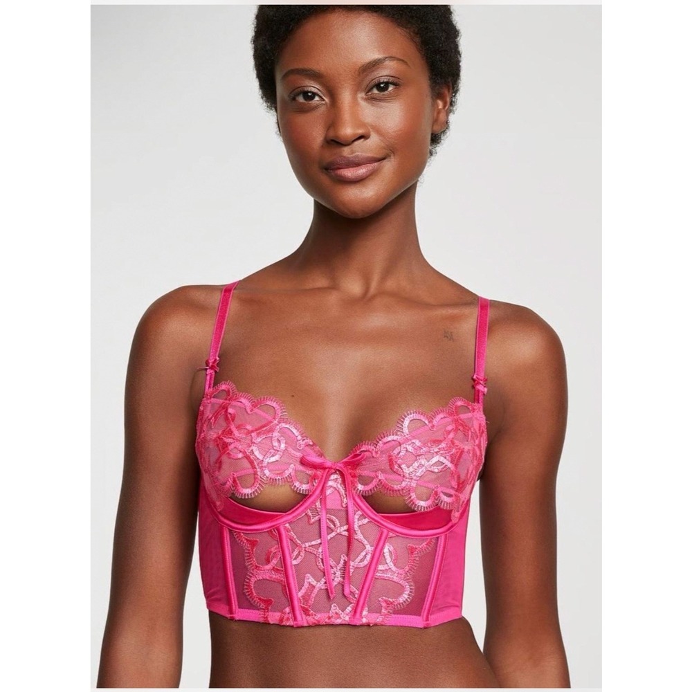 Victoria's Secret Womens Size Medium Dream Angels Wicked Shimmer Open-Cup Corset